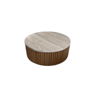 Round Stone-Look Coffee Table